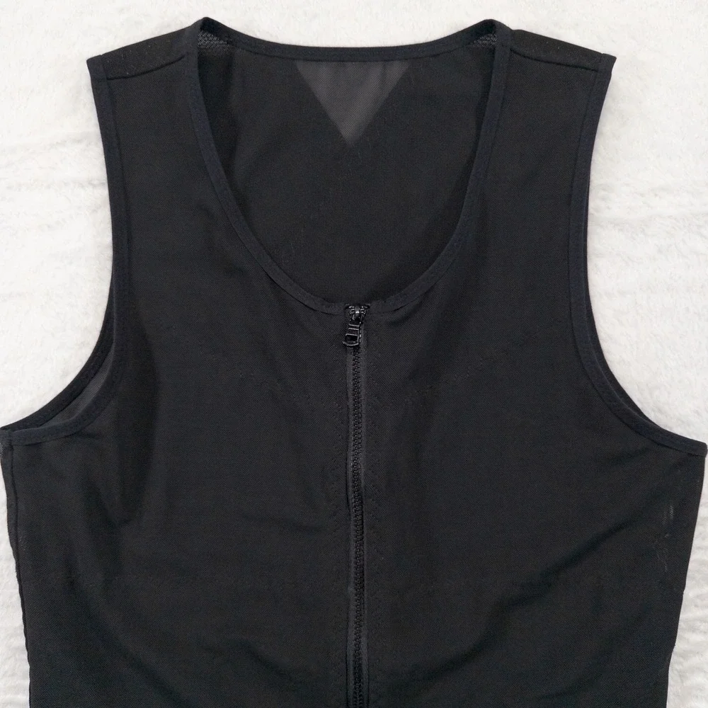 Zerobodys Mens Compression Vest Size M Black Slimming Body Shaper Zipper Tank